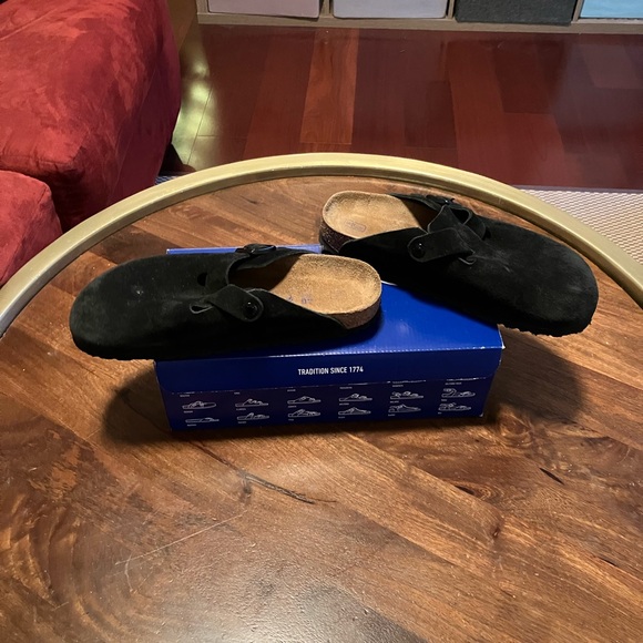 Birkenstock Boston BS Suede Leather Clog Black EU40 (US L9/M7) - Picture 4 of 8